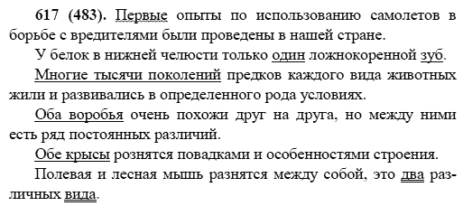 Русский язык, 6 класс, М.М. Разумовская, 2009 - 2011, задача: 617(483)