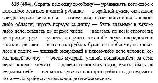 Русский язык, 6 класс, М.М. Разумовская, 2009 - 2011, задача: 618(484)