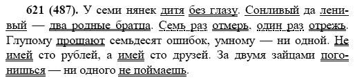 Русский язык, 6 класс, М.М. Разумовская, 2009 - 2011, задача: 621(487)