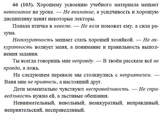 Русский язык, 6 класс, М.М. Разумовская, 2009 - 2011, задача: 66(103)
