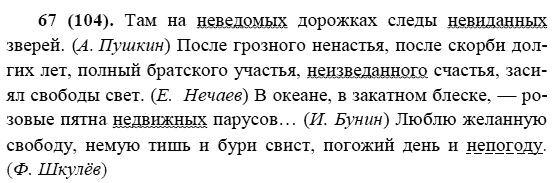 Русский язык, 6 класс, М.М. Разумовская, 2009 - 2011, задача: 67(104)