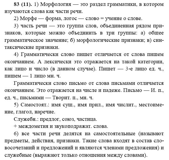 Русский язык, 6 класс, М.М. Разумовская, 2009 - 2011, задача: 83(11)