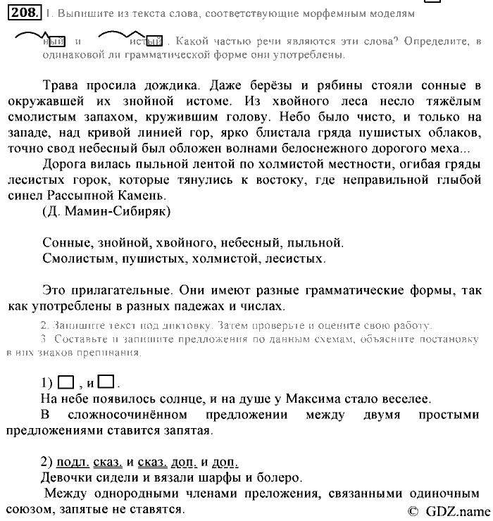Русский язык, 6 класс, Разумовская, Львова, 2013, задача: 208