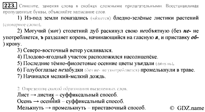 Русский язык, 6 класс, Разумовская, Львова, 2013, задача: 223