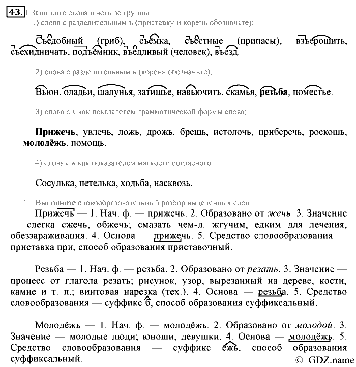 Русский язык, 6 класс, Разумовская, Львова, 2013, задача: 43