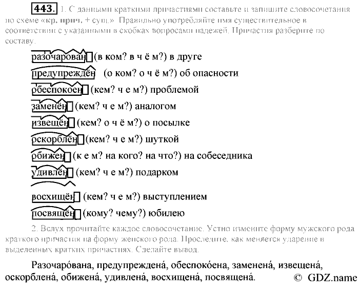 Русский язык, 6 класс, Разумовская, Львова, 2013, задача: 443