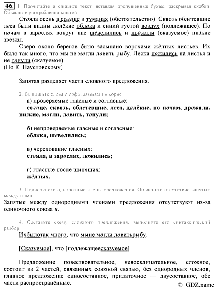 Русский язык, 6 класс, Разумовская, Львова, 2013, задача: 46