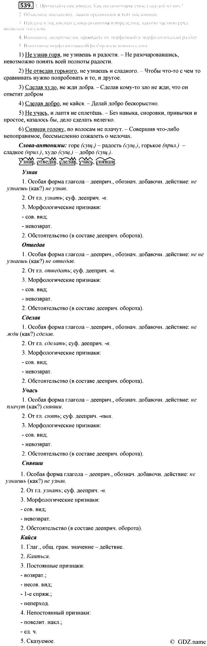 Русский язык, 6 класс, Разумовская, Львова, 2013, задача: 539