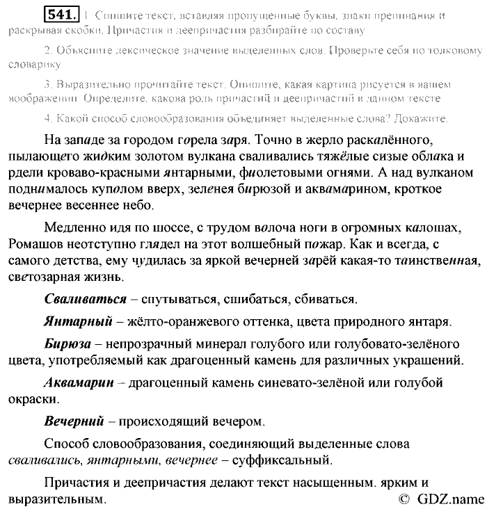 Русский язык, 6 класс, Разумовская, Львова, 2013, задача: 541
