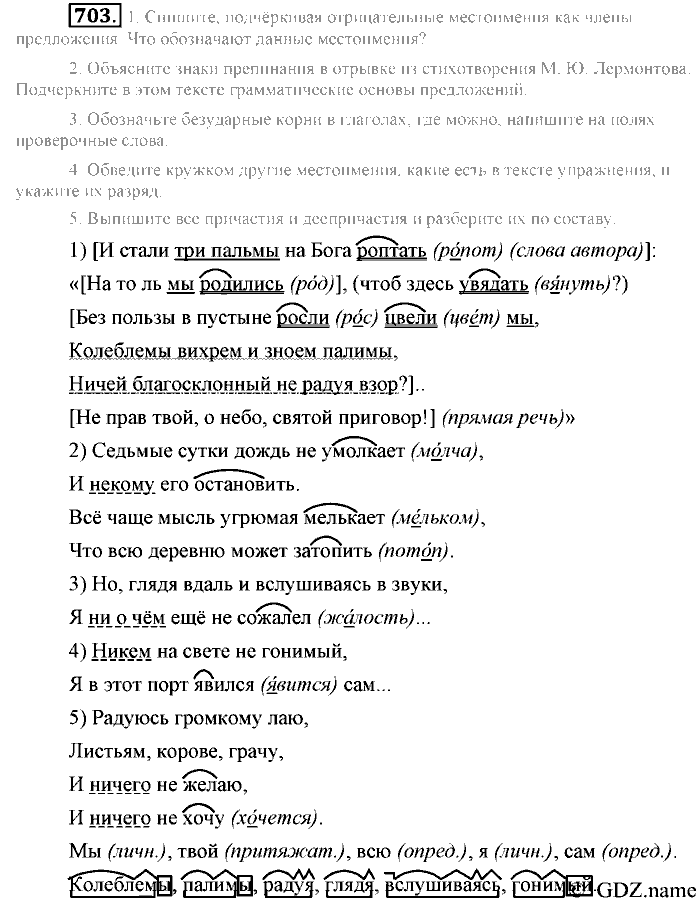 Русский язык, 6 класс, Разумовская, Львова, 2013, задача: 703