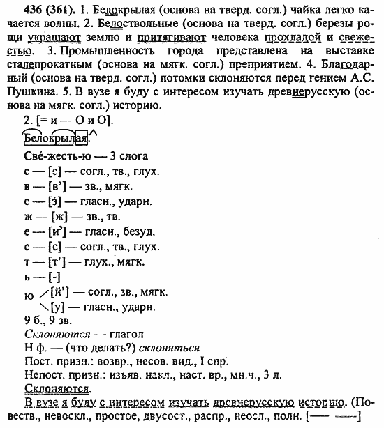 Русский язык, 6 класс, Лидман, Орлова, 2006 / 2011, задание: 436(361)