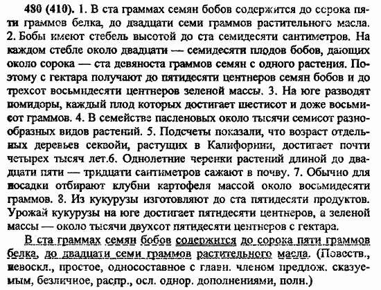 Русский язык, 6 класс, Лидман, Орлова, 2006 / 2011, задание: 480(410)