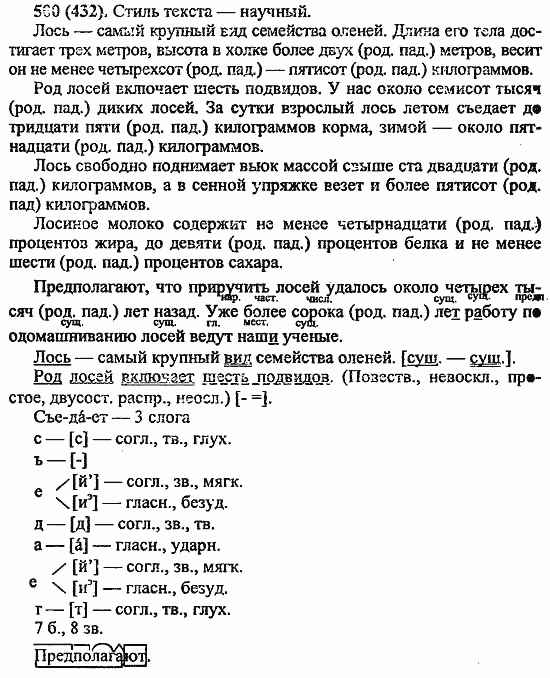Русский язык, 6 класс, Лидман, Орлова, 2006 / 2011, задание: 500(432)