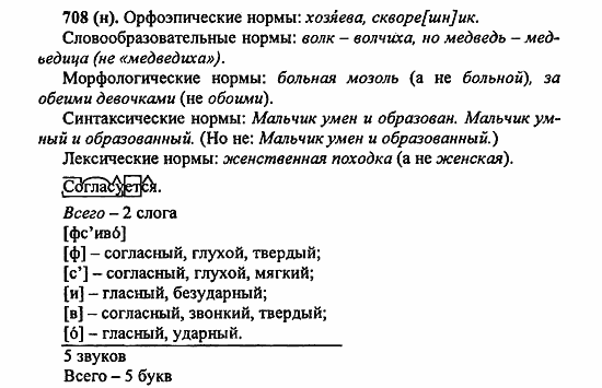 Русский язык, 6 класс, Лидман, Орлова, 2006 / 2011, задание: 708(н)