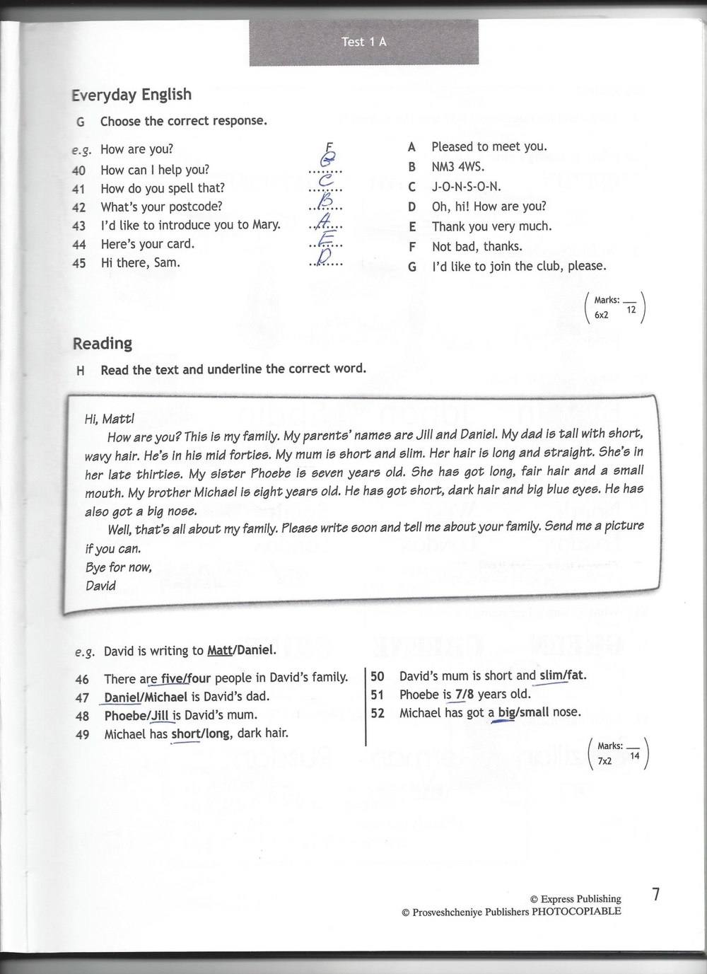 Spotlight 6: Test Booklet, 6 класс, Ваулина, Эванс, Дули, 2010, задание: стр. 7