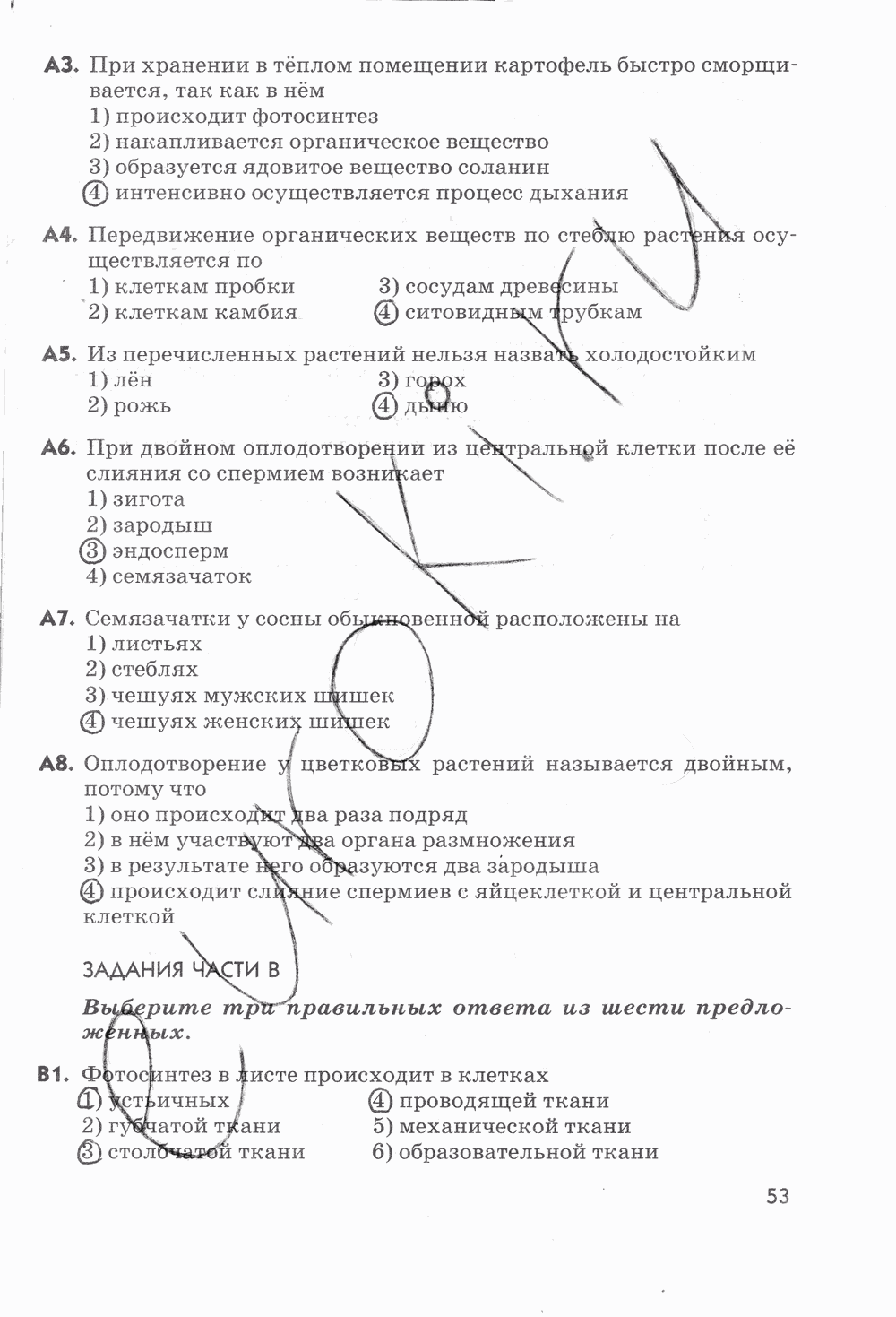 Рабочая тетрадь, 6 класс, Пасечник В.В., 2013, задание: стр. 53
