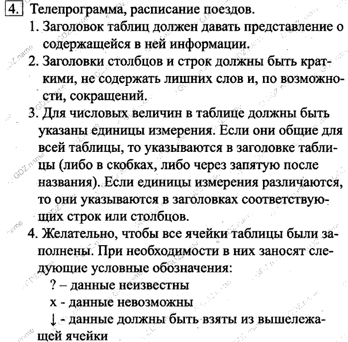 Учебник, 6 класс, Босова, 2015, § 11. Табличные информационные модели Задача: 4