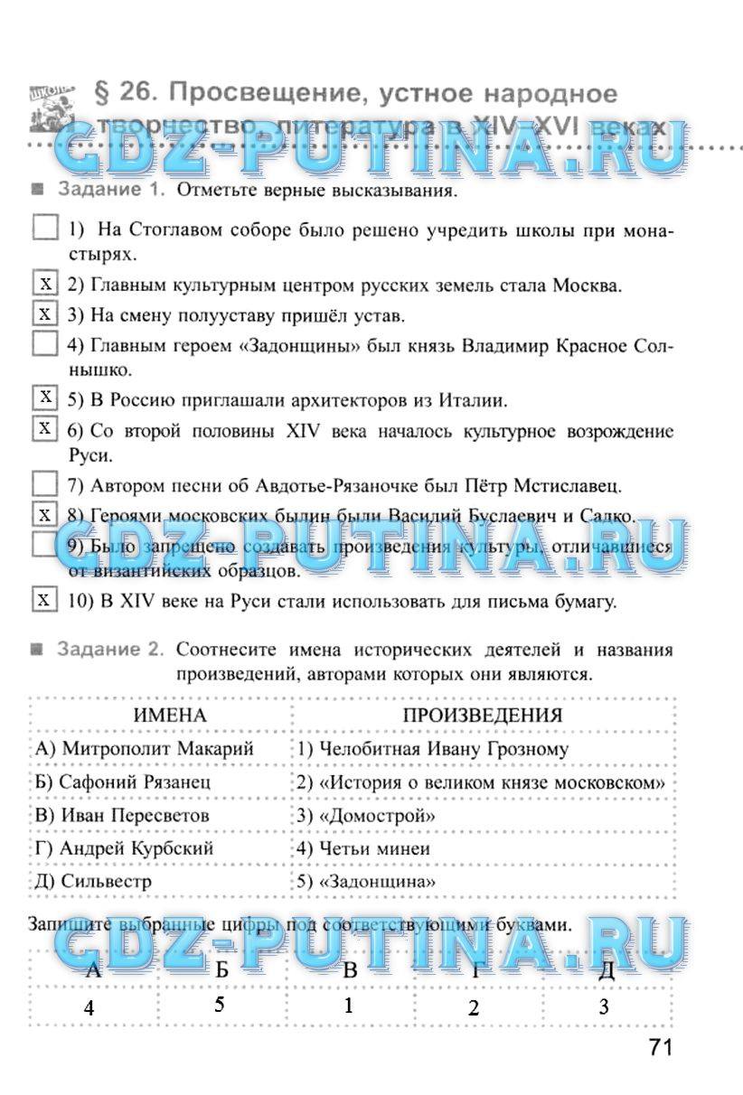 Рабочая тетрадь, 6 класс, Симонова Е.В., 2013, задание: 71