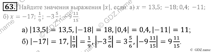 Математика, 6 класс, Зубарева, Мордкович, 2005-2012, §3. Модуль числа. Противоположные числа Задание: 63