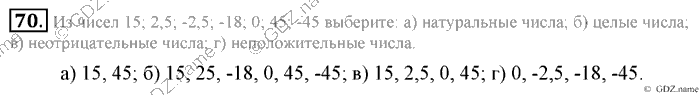 Математика, 6 класс, Зубарева, Мордкович, 2005-2012, §3. Модуль числа. Противоположные числа Задание: 70