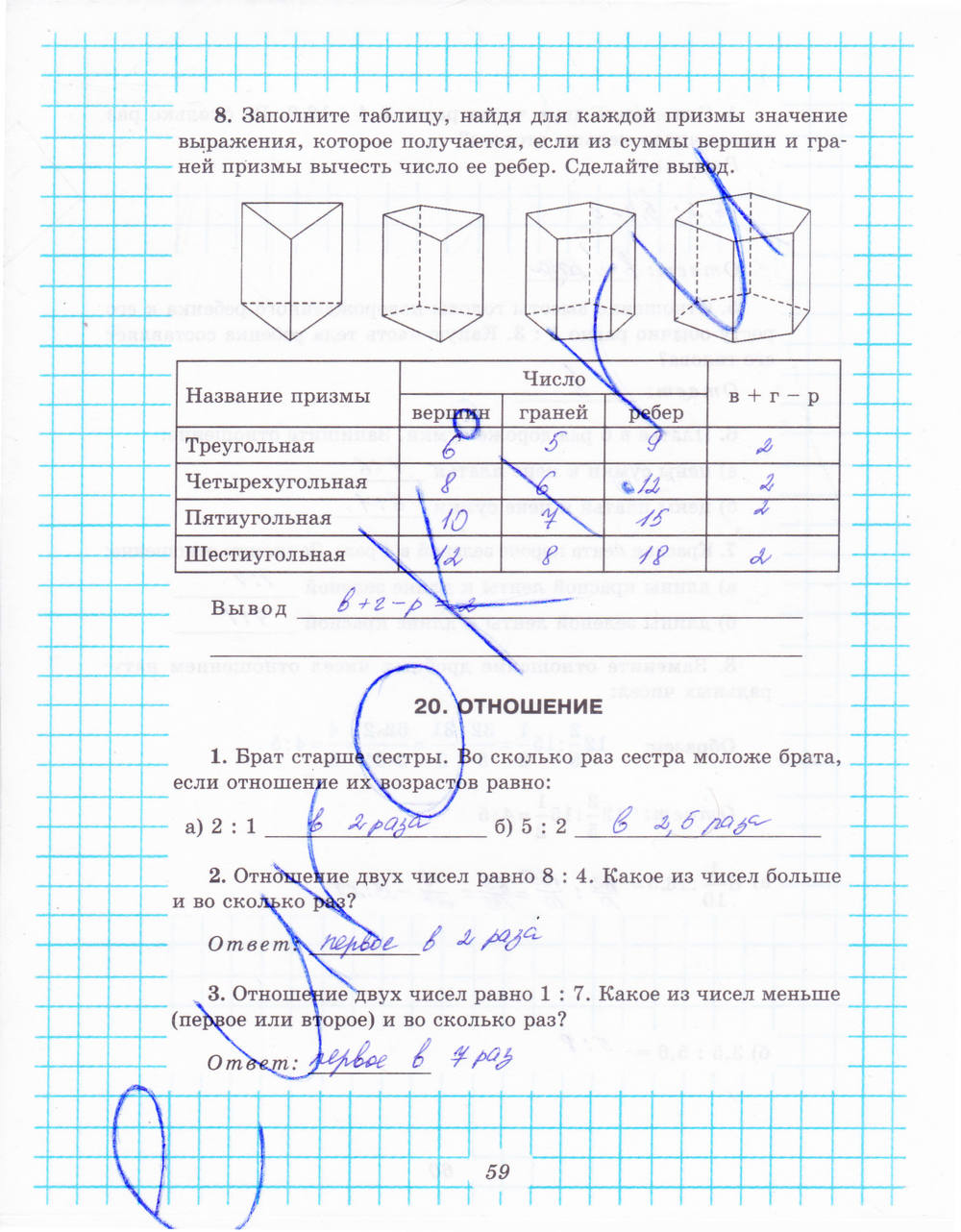 Рабочая тетрадь №1, 6 класс, Рудницкая В.Н., 2013, задание: стр. 59