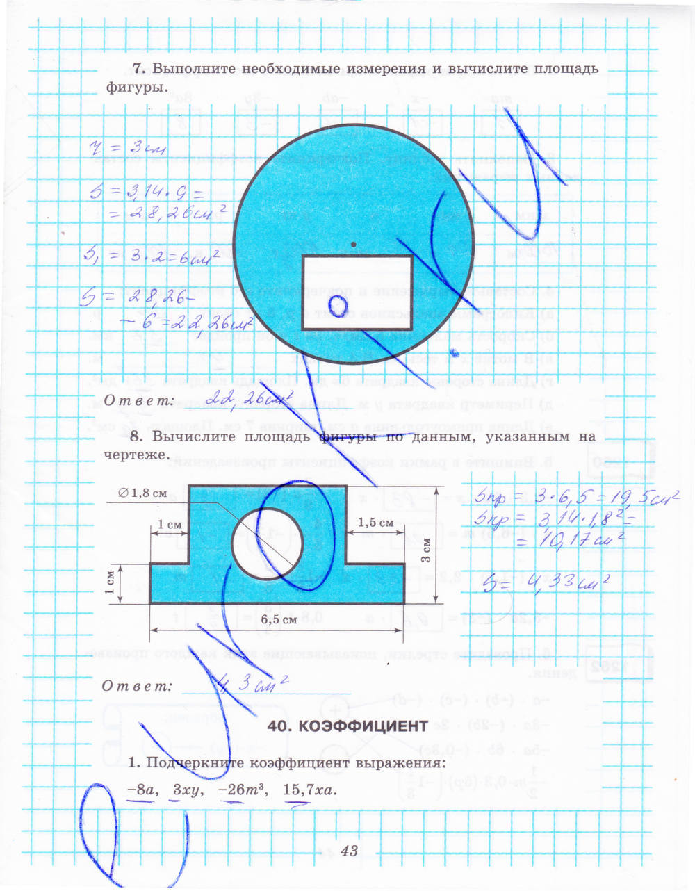 Рабочая тетрадь №2, 6 класс, Рудницкая В.Н., 2013, задание: стр. 43