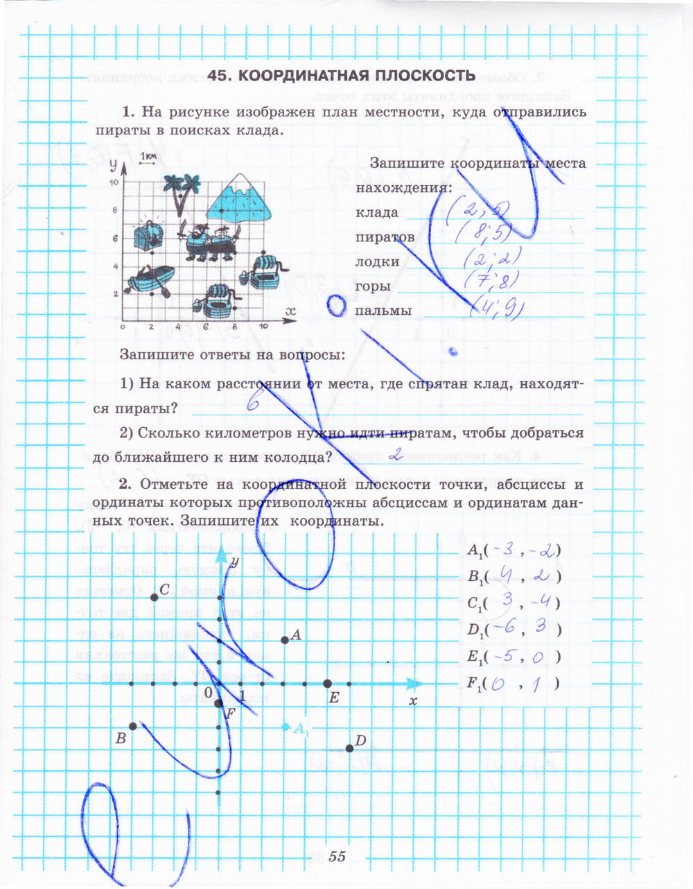 Рабочая тетрадь №2, 6 класс, Рудницкая В.Н., 2013, задание: стр. 55