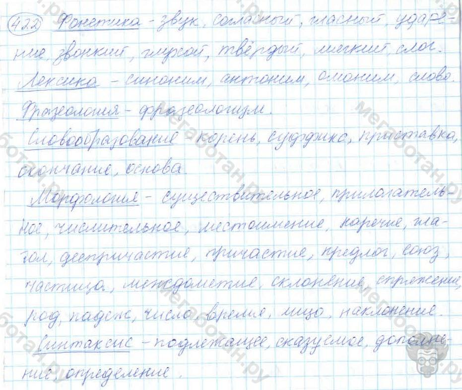 Русский язык, 7 класс, Баранов, 2007 - 2011, задание: 422