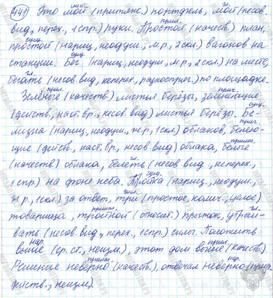 Русский язык, 7 класс, Баранов, 2007 - 2011, задание: 441