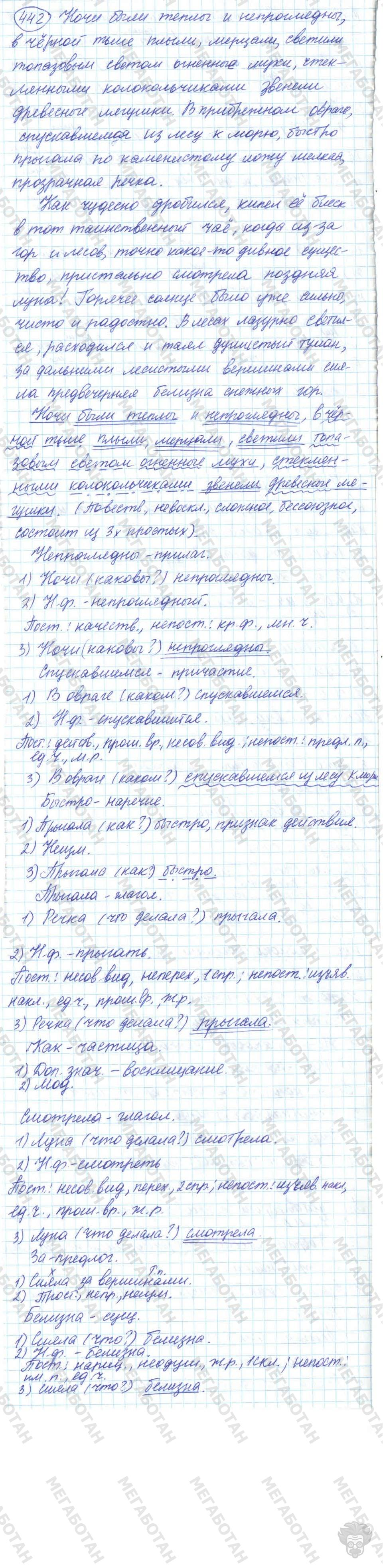 Русский язык, 7 класс, Баранов, 2007 - 2011, задание: 442