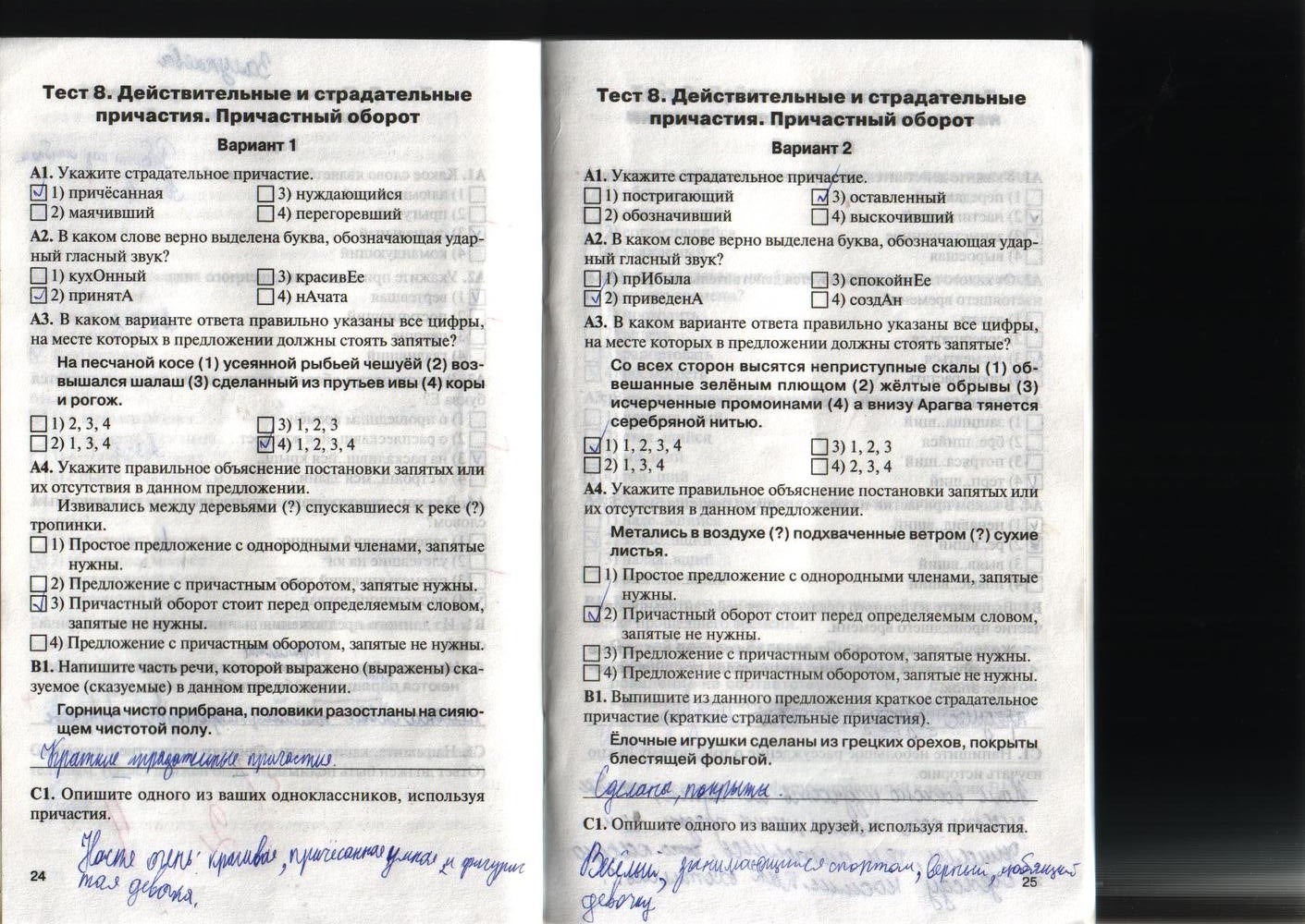 Контрольно-измерительные материалы, 7 класс, Егорова Н.В., 2012, задание: стр. 24-25
