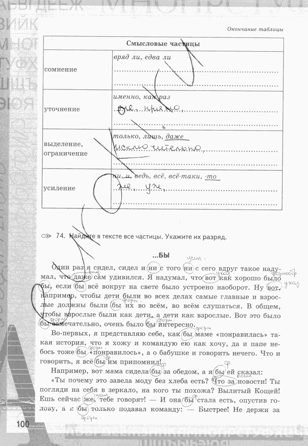 Рабочая тетрадь, 7 класс, Е.Л. Ерохина, 2013 - 2015, задание: стр. 100
