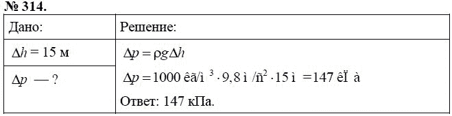 Сборник задач по физике, 7 класс, А.В. Перышкин, 2010, задание: 314