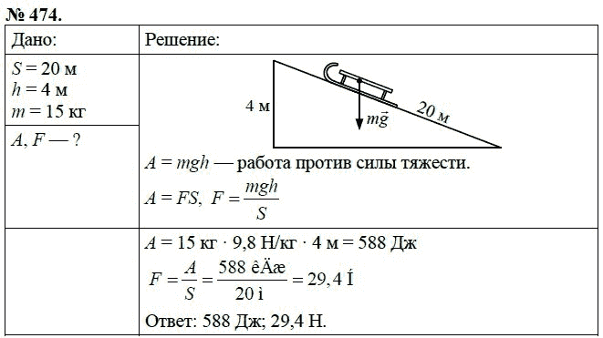 Сборник задач по физике, 7 класс, А.В. Перышкин, 2010, задание: 474