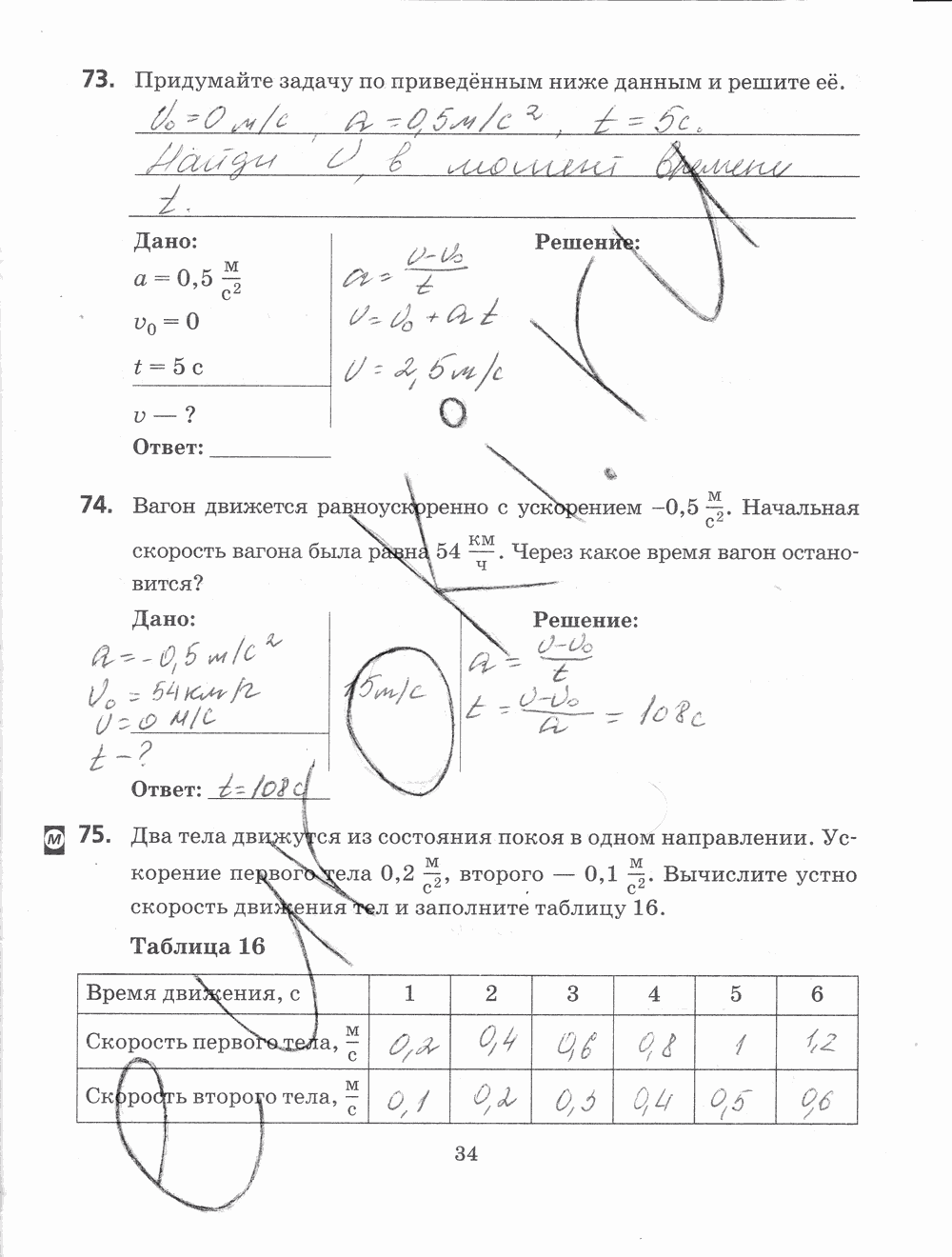 Рабочая тетрадь, 7 класс, Н.С. Пурышева, Н.Е. Важеевская, 2012, задание: стр. 34