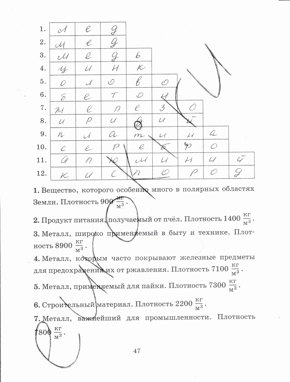 Рабочая тетрадь, 7 класс, Н.С. Пурышева, Н.Е. Важеевская, 2012, задание: стр. 47