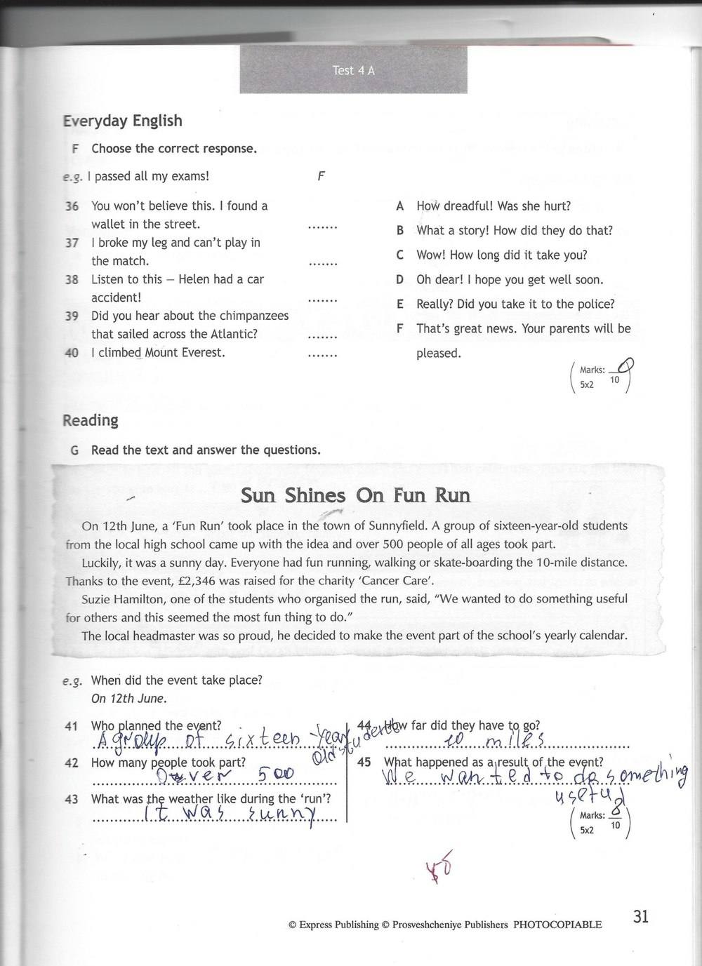 Spotlight 7: Test Booklet. Контрольные задания, 7 класс, Ваулина Юлия, Вирджиния Эванс, Дули Дженни, 2015, задание: стр. 31