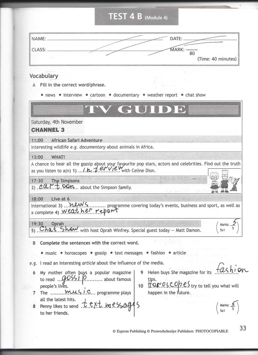 Spotlight 7: Test Booklet. Контрольные задания, 7 класс, Ваулина Юлия, Вирджиния Эванс, Дули Дженни, 2015, задание: стр. 33