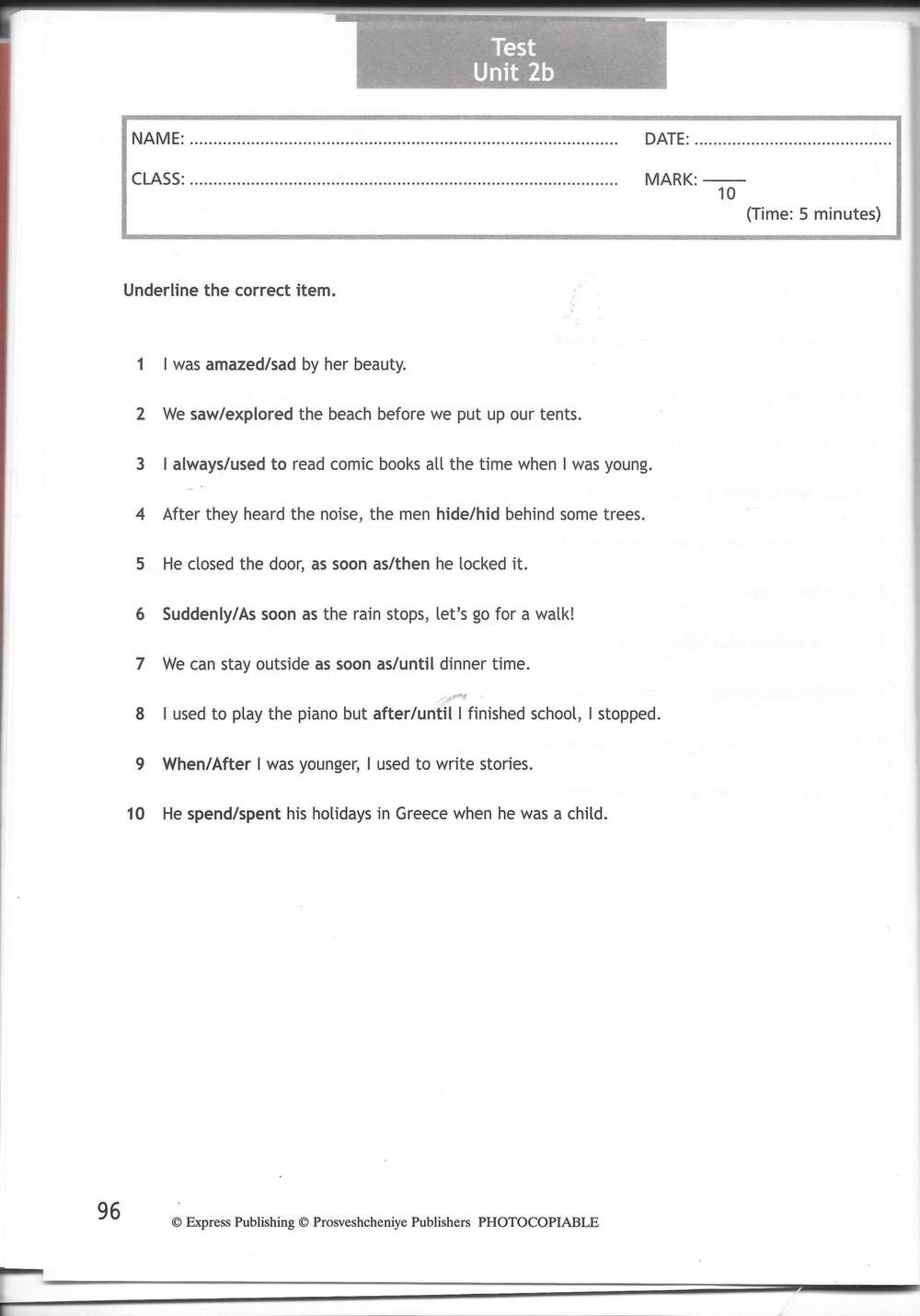 Spotlight 7: Test Booklet. Контрольные задания, 7 класс, Ваулина Юлия, Вирджиния Эванс, Дули Дженни, 2015, задание: стр. 96