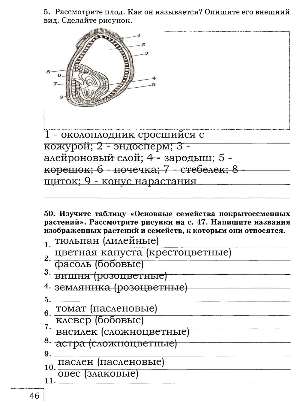 Рабочая тетрадь, 7 класс, Захаров В.Б., Сонин Н.И., 2015, задание: стр. 46