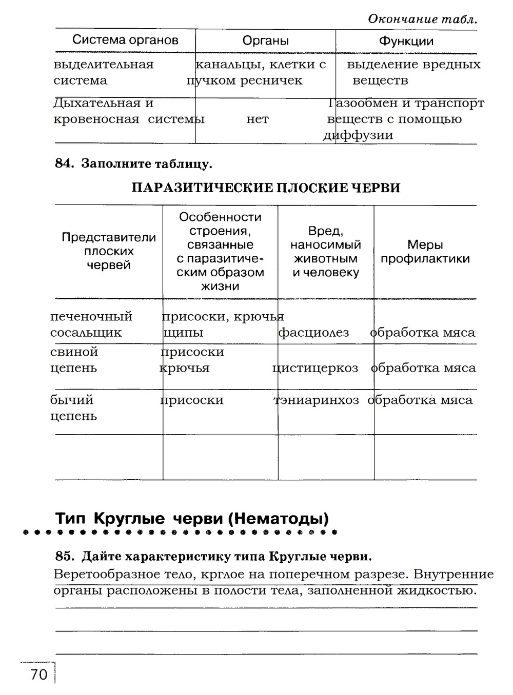 Рабочая тетрадь, 7 класс, Захаров В.Б., Сонин Н.И., 2015, задание: стр. 70