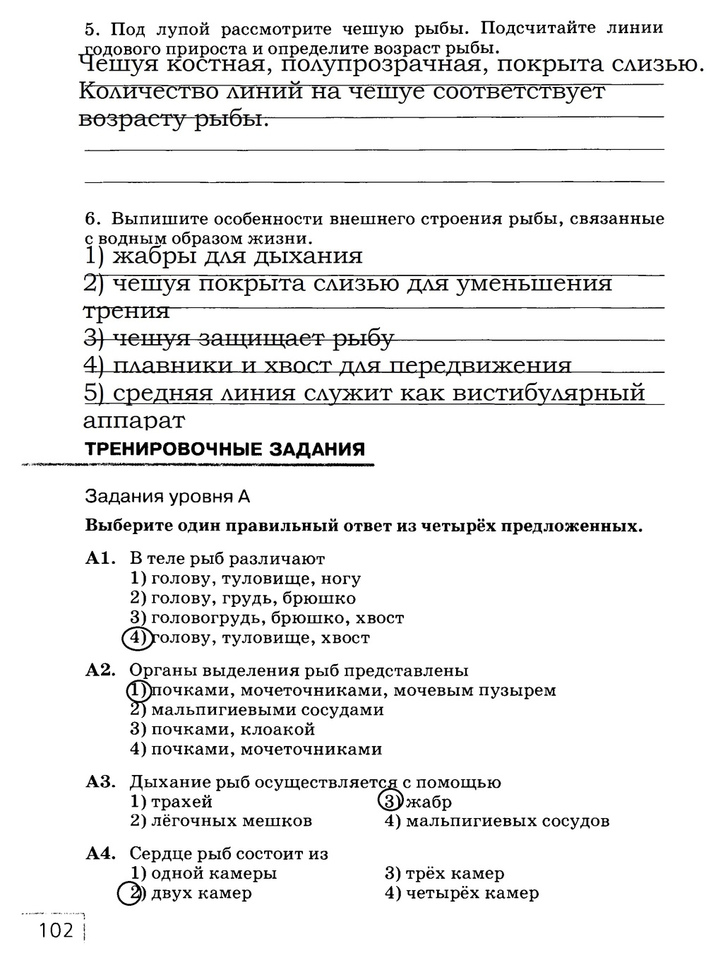 Рабочая тетрадь, 7 класс, Захаров В.Б., Сонин Н.И., 2015, задание: стр. 102
