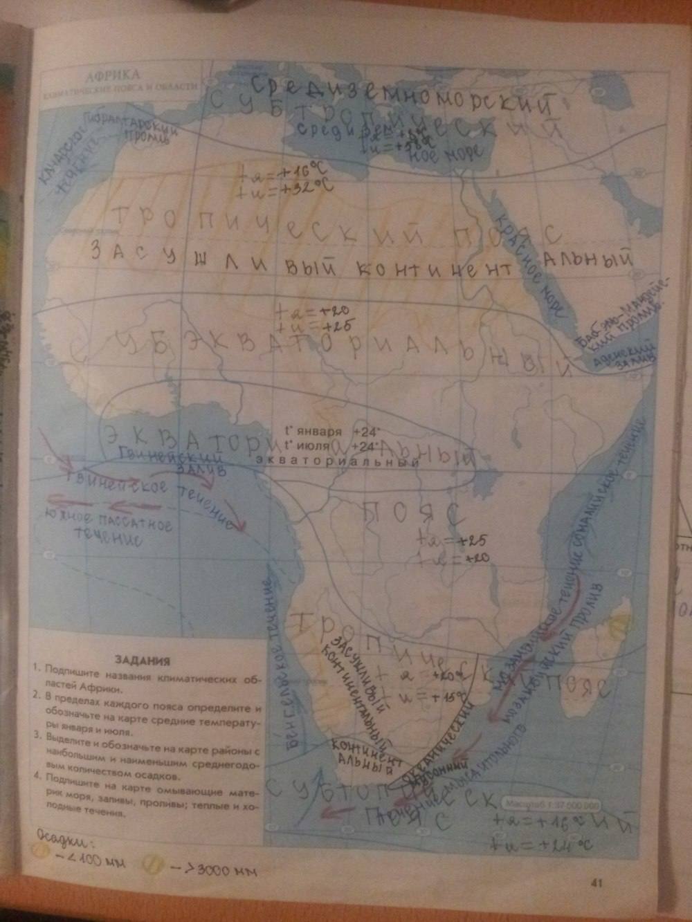 География материков и океанов, 7 класс, Сиротин В. И., 2015, задание: стр.41