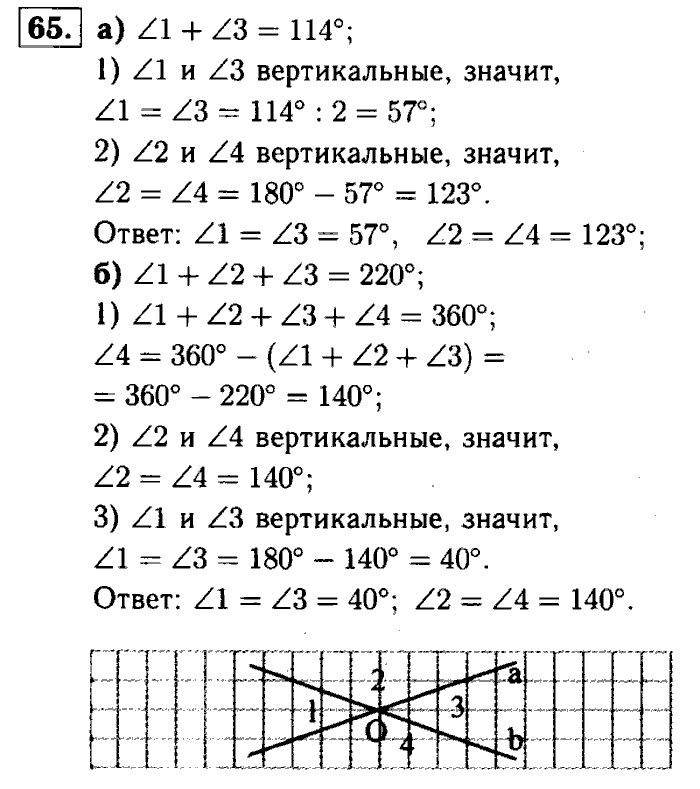 Геометрия, 7 класс, Атанасян, Бутузов, Кадомцев, 2003-2012, Геометрия 7 класс Атанасян Задание: 65