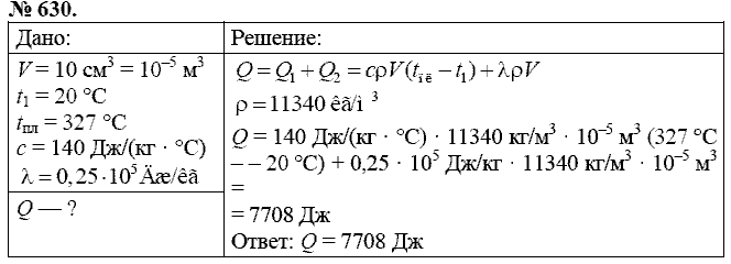 Сборник задач, 8 класс, Перышкин А.В., 2010, задача: 630