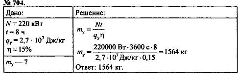 Сборник задач, 8 класс, Перышкин А.В., 2010, задача: 704