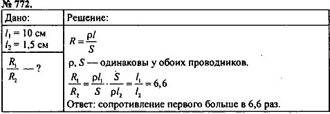 Сборник задач, 8 класс, Перышкин А.В., 2010, задача: 772