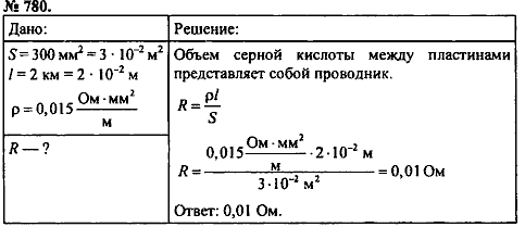 Сборник задач, 8 класс, Перышкин А.В., 2010, задача: 780