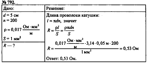 Сборник задач, 8 класс, Перышкин А.В., 2010, задача: 792