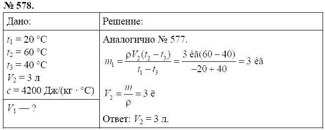 Сборник задач, 8 класс, Перышкин А.В., 2010, задача: 578